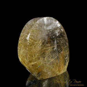 Golden Rutilated Quartz Crystal Gem with Rainbows
