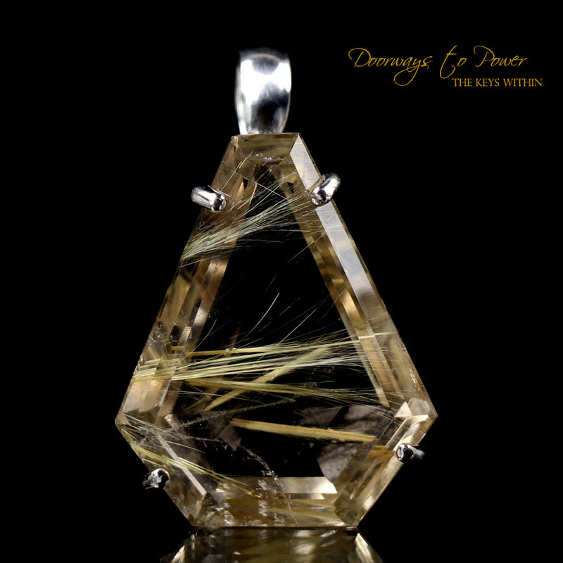 Golden Rutilated Quartz Triangle Faceted Pendant 