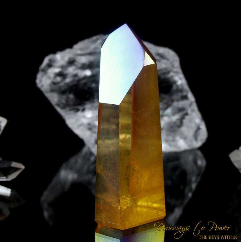 Golden Aura Lemurian Quartz Crystal Point & Temple Heart Dow