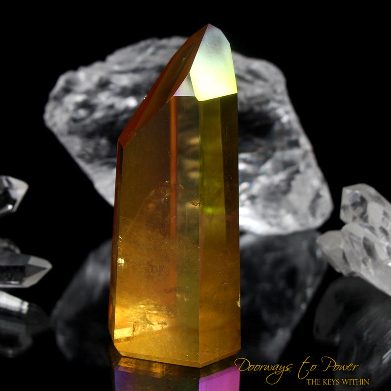 Golden Aura Lemurian Quartz Crystal Point & Temple Heart Dow