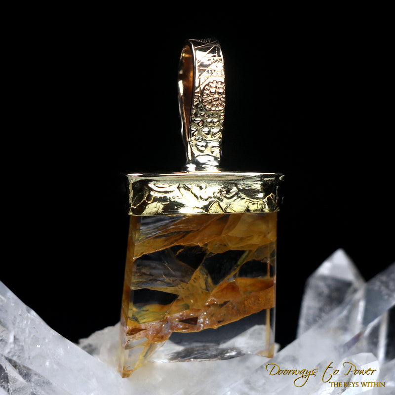 Golden Healer Quartz Light Language Pendant 22k