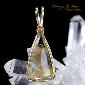 Golden Rutilated Hematite Crystal Pendant 14k