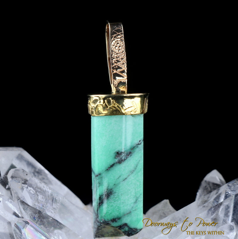 Green Emerald Light Language Crystal Pendant 22k