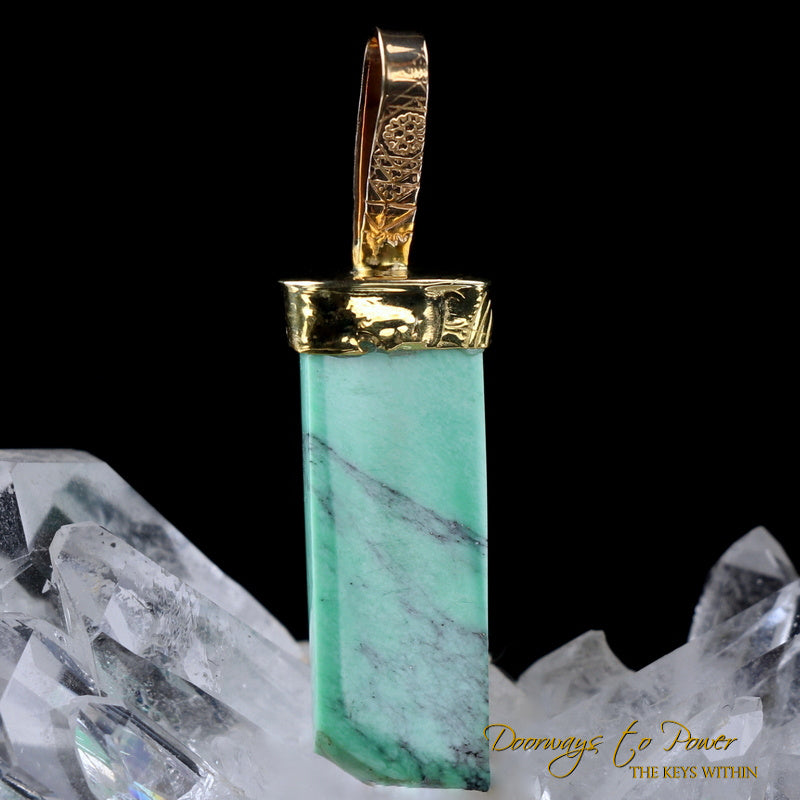 Green Emerald Light Language Crystal Pendant 22k