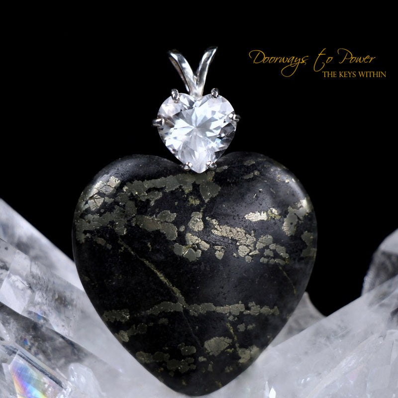 Healers Gold & Satyaloka Azeztulite Heart Pendant