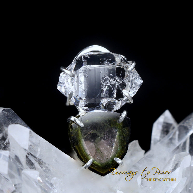 Herkimer Diamond Watermelon Tourmaline Pendant SS