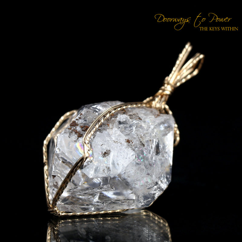 Herkimer Diamond DT Record Keeper Crystal Pendant 14k