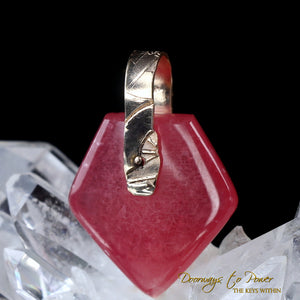 Hokkaidō Rhodochrosite Light Language Pendant 14k