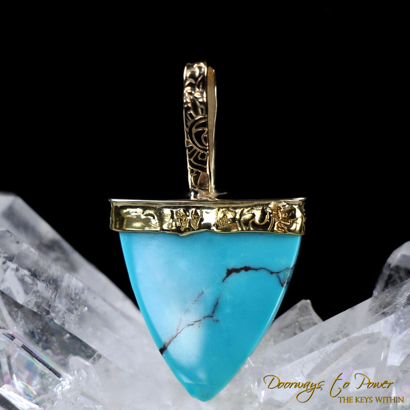 Legendary Kingman Turquoise Light Language Crystal Pendant 22k