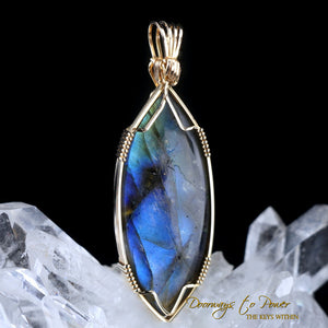 Labradorite Crystal Pendant 14k 'Inter Dimensional Magic'