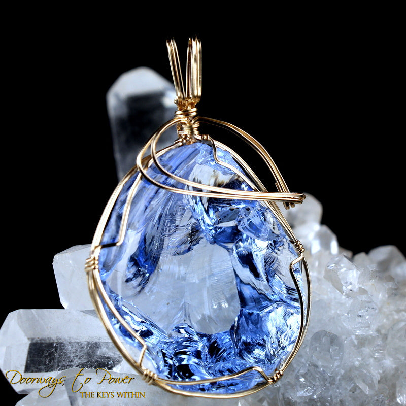 Lady Nellie Blue Andara Crystal Pendant 14k 'First & Final Synthesis'