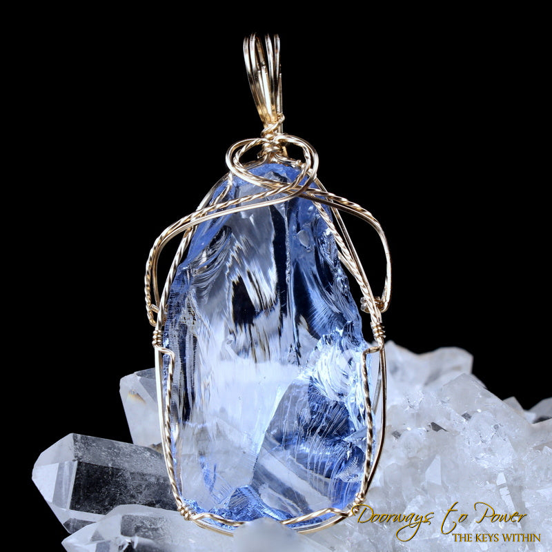 Lady Nellie Blue Andara Crystal Pendant 14k 'First & Final Synthesis'