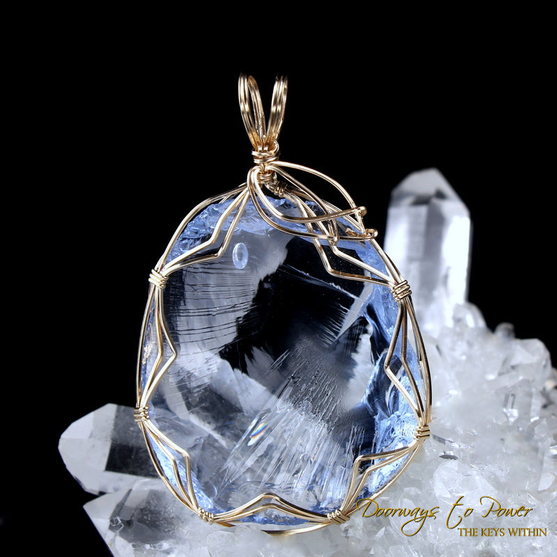Lady Nellie Blue Andara Crystal Pendant 14k 'First & Final Synthesis'