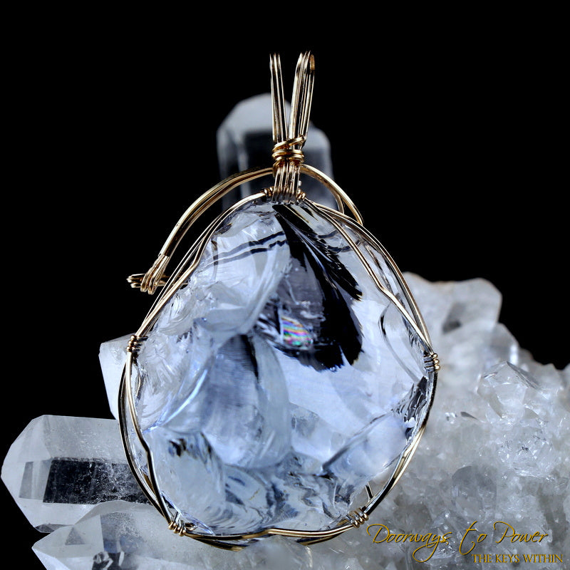 Lady Nellie Blue Andara Crystal Pendant 14k 'First & Final Synthesis'