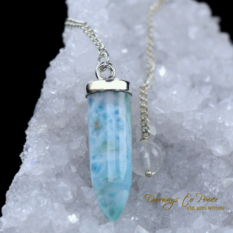 Larimar Crystal Pendulum SS 