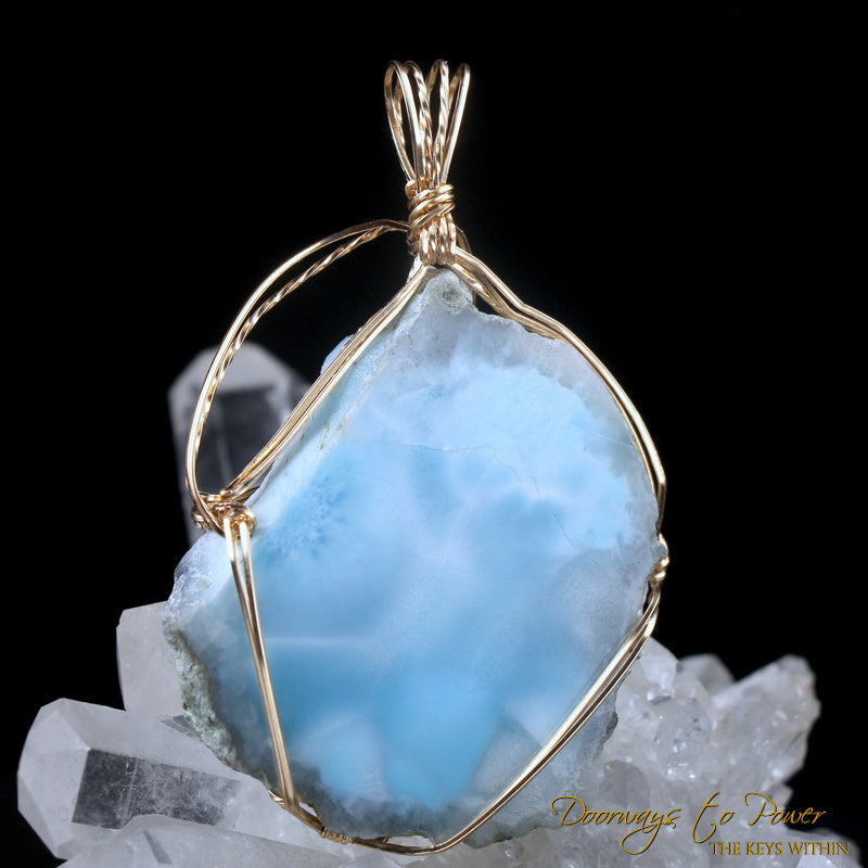 Larimar Crystal Pendant 14k