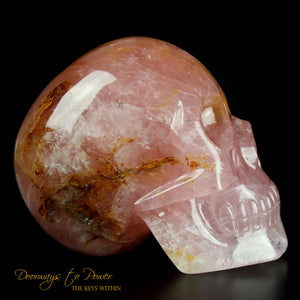 Rare Big Rose Quartz Golden Healer Crystal Skull by Leandro De Souza