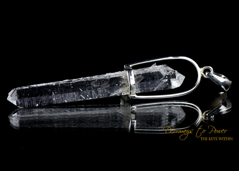 Lemurian Laser Quartz Phenacite Crystal Pendant SS