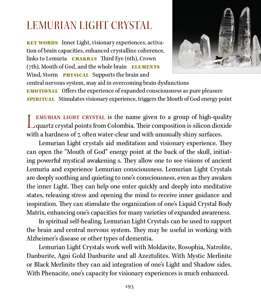 Lemurian Quartz Crystals Properties