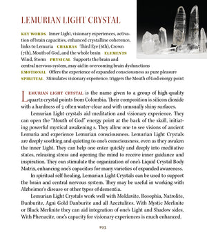 Lemurian Quartz Crystals Properties