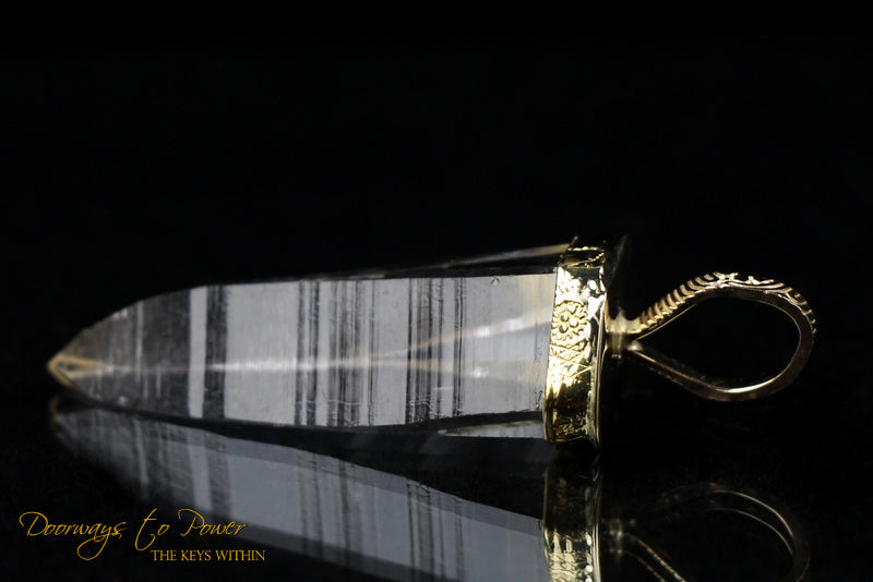 Lemurian Light Language Crystal Pendant 22k