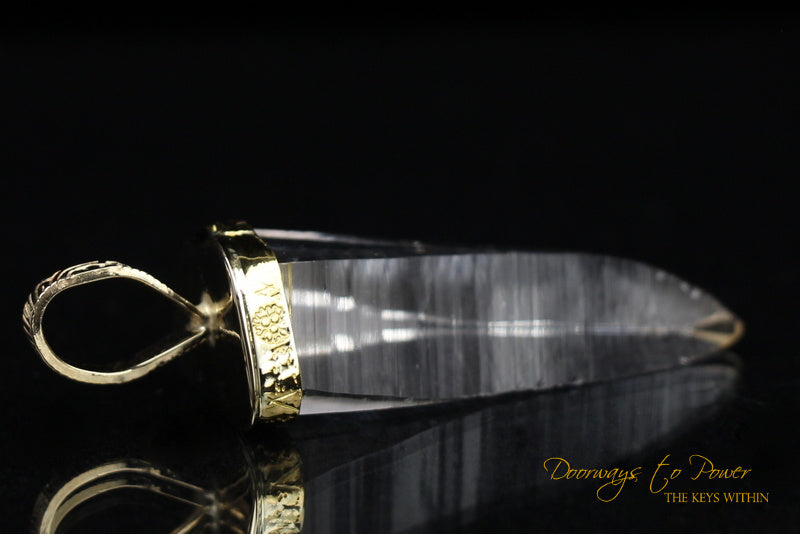 Lemurian Light Language Crystal Pendant 22k