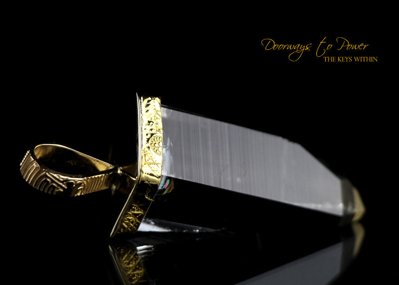 Lemurian Light Language Laser Quartz Crystal Pendant 22k