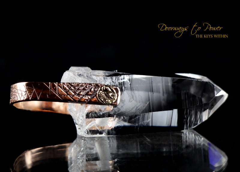 Lemurian Light Language Isis Record Keeper Crystal Pendant Rose Gold
