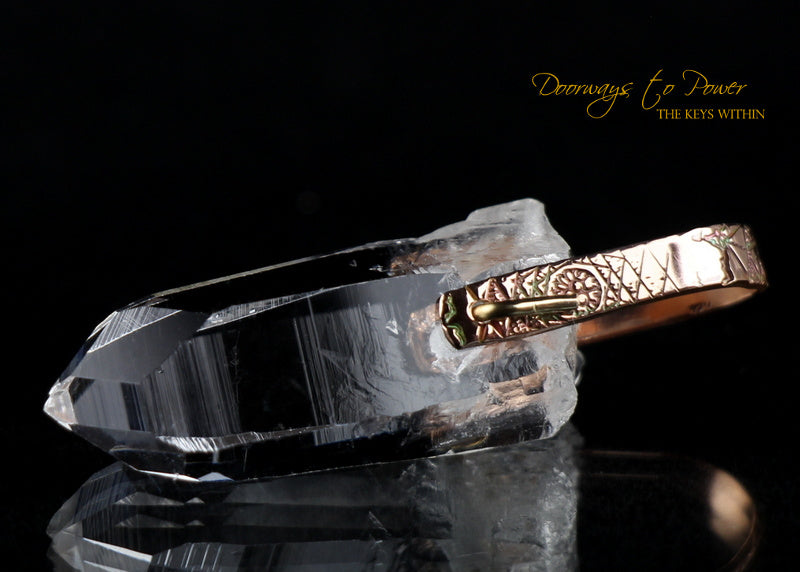 Lemurian Light Language Isis Record Keeper Crystal Pendant Rose Gold