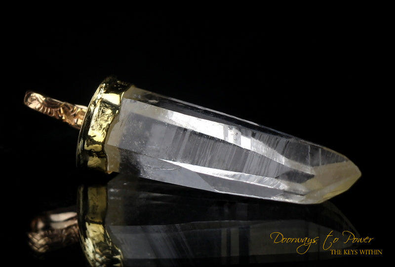 Lemurian Light Language Laser Quartz Crystal Pendant 22k