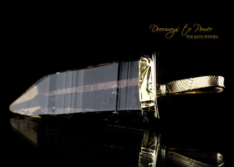 Lemurian Light Language Laser Quartz Crystal Pendant 22k