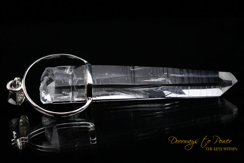 Lemurian Seed Laser Quartz Crystal Pendant & Green Tourmaline