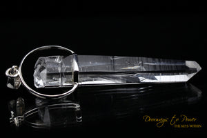 Lemurian Seed Laser Quartz Crystal Pendant & Green Tourmaline