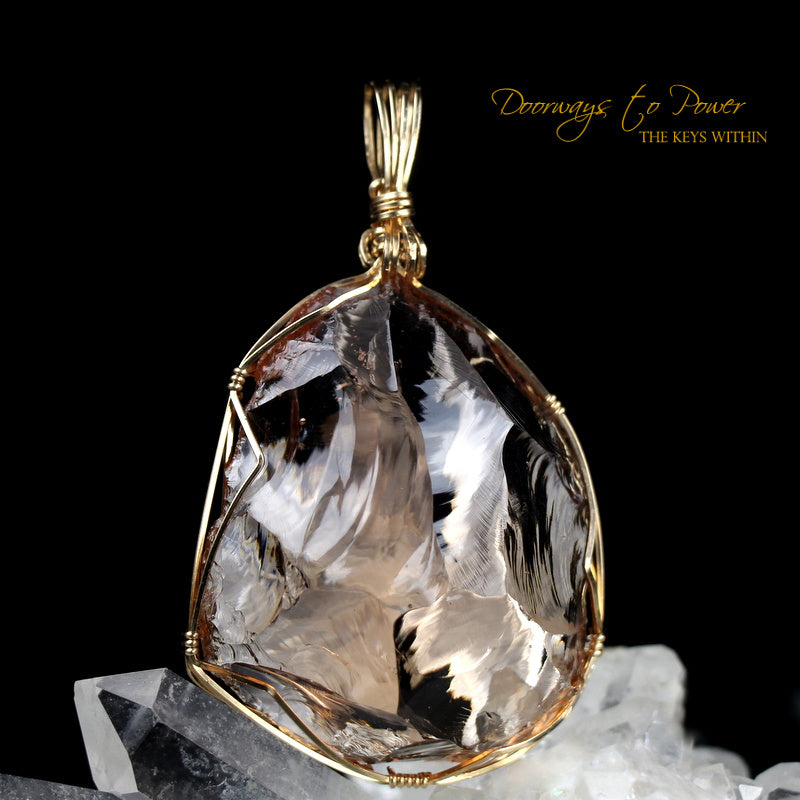 Lemurian Ethereum Gold Andara Crystal Pendant 14k