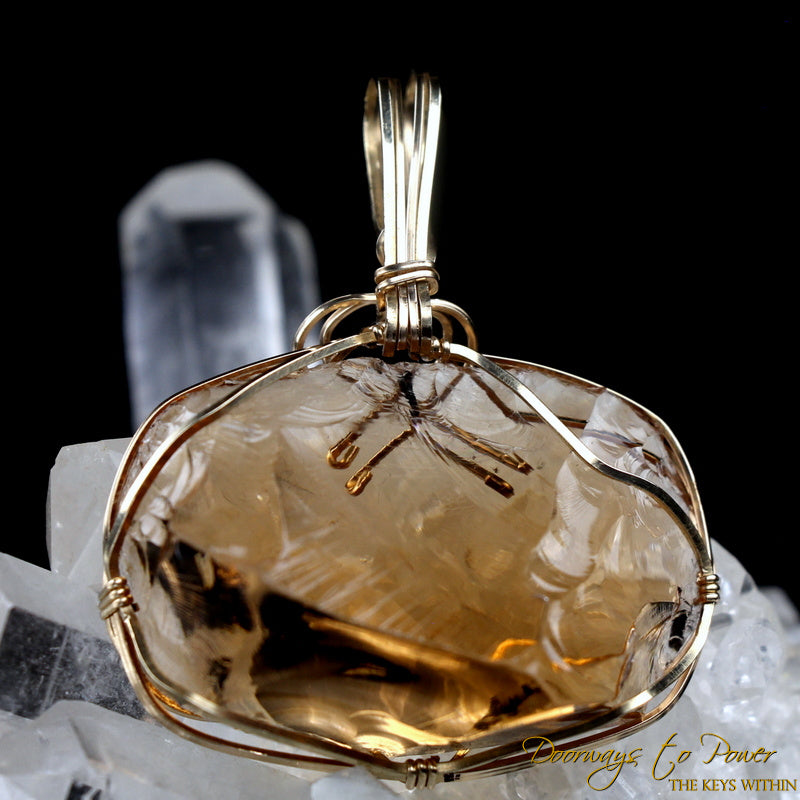 Lemurian Etherium Gold Andara Crystal Pendant 14k 'Light Essence'