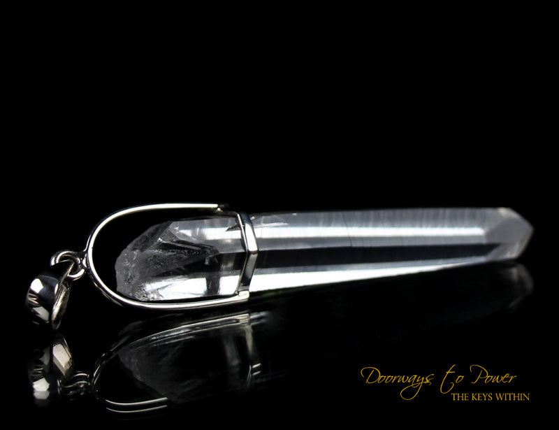 Lemurian Laser Quartz Green Tourmaline Crystal Pendant