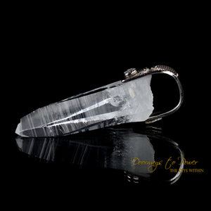 Lemurian Laser Light Language Crystal Pendant .999 Fine Silver