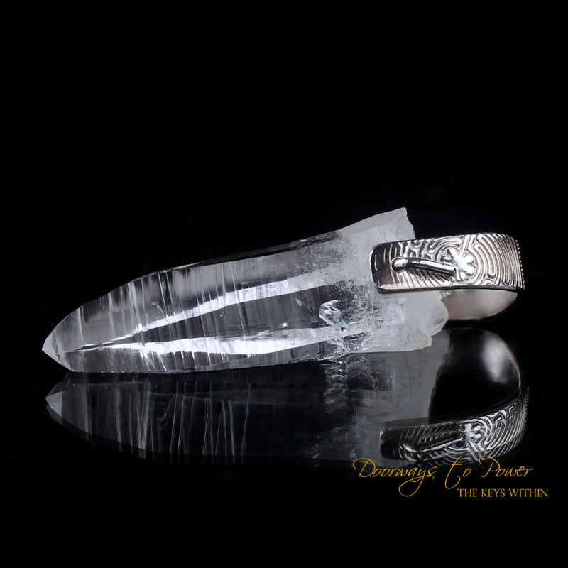 Lemurian Laser Light Language Crystal Pendant .999 Fine Silver