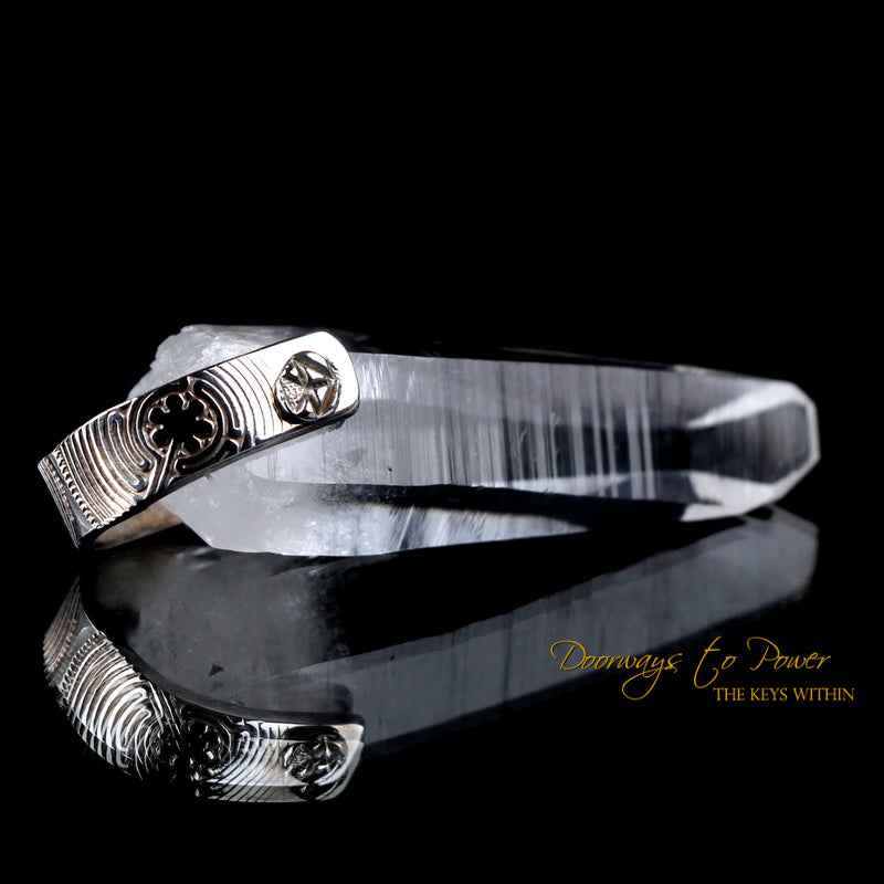 Lemurian Laser Light Language Crystal Pendant .999 Fine Silver