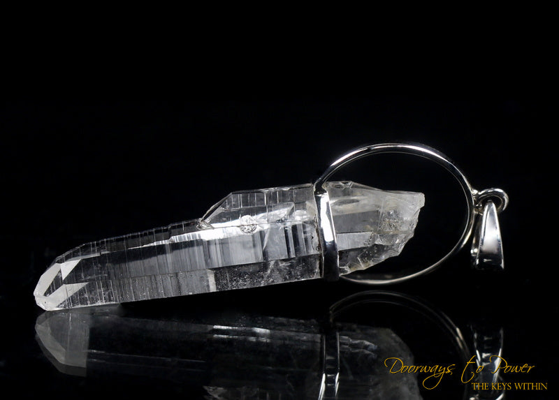 Lemurian Laser Quartz Green Tourmaline Crystal Pendant