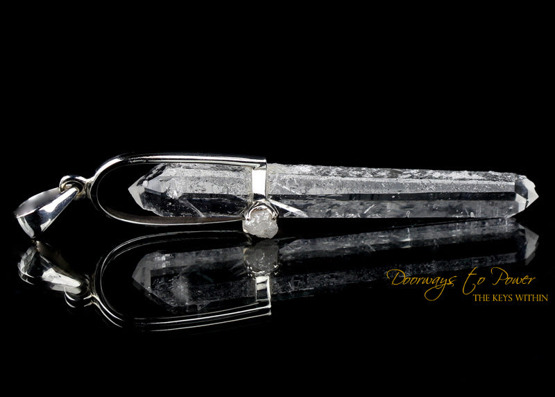 Lemurian Laser Quartz Phenacite Crystal Pendant SS