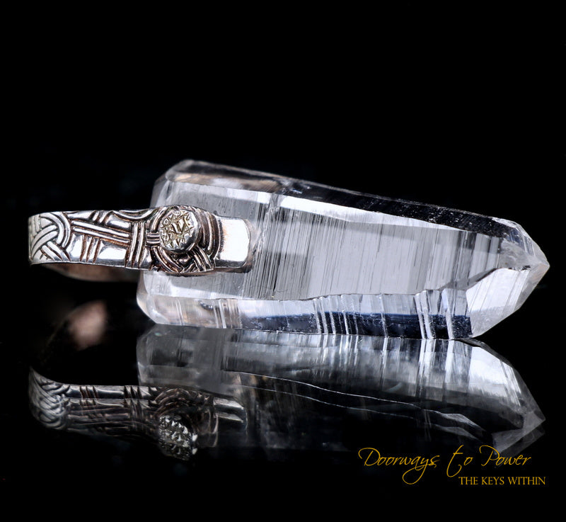 Lemurian Light Language Master Quartz Crystal Pendant .925 fine Silver