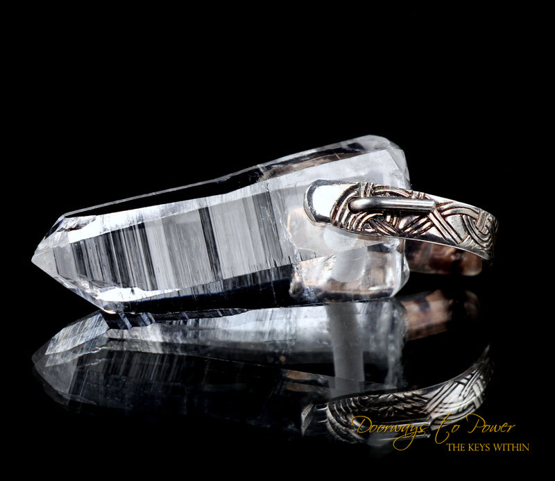 Lemurian Light Language Master Crystal Pendant .925 fine Silver
