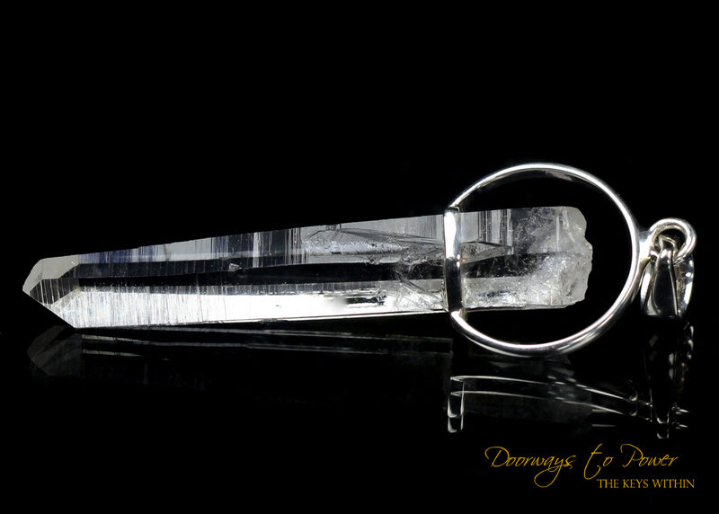 Lemurian Seed Laser Quartz Green Tourmaline Crystal Pendant