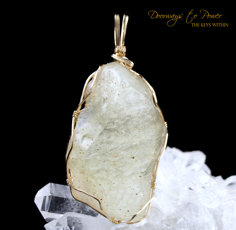 Libyan Desert Glass Crystal Pendant 14k 