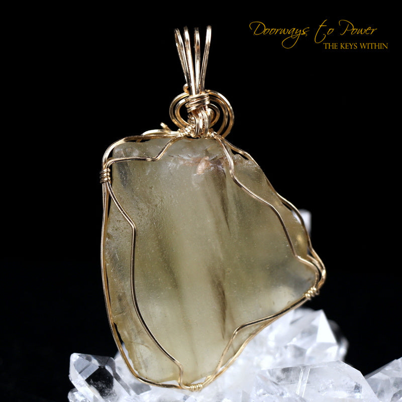 Libyan Desert Glass Crystal Pendant 14k