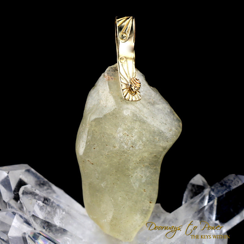 Libyan Desert Glass Light Language Pendant 14k 