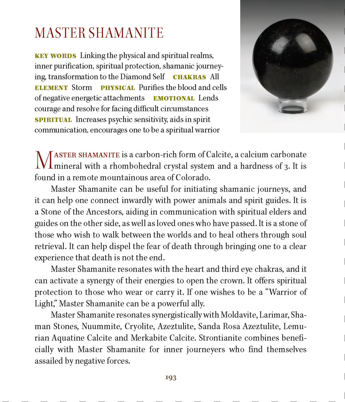 Master Shamanite Crystal Properties