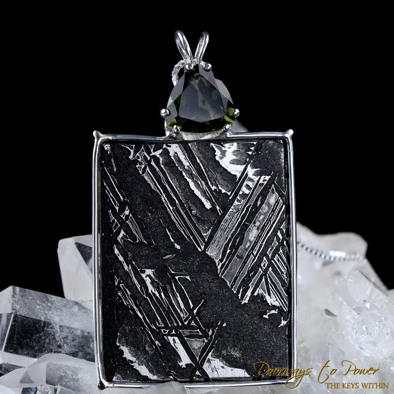 Meteorite & Moldavite Tektite Pendant SS