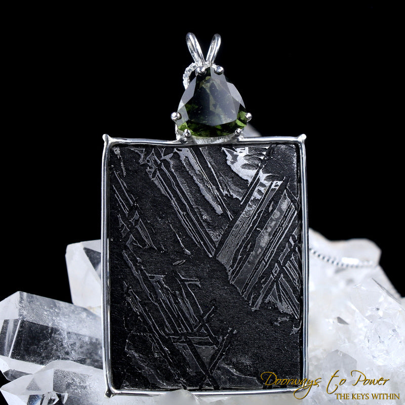 Meteorite & Moldavite Tektite Pendant SS